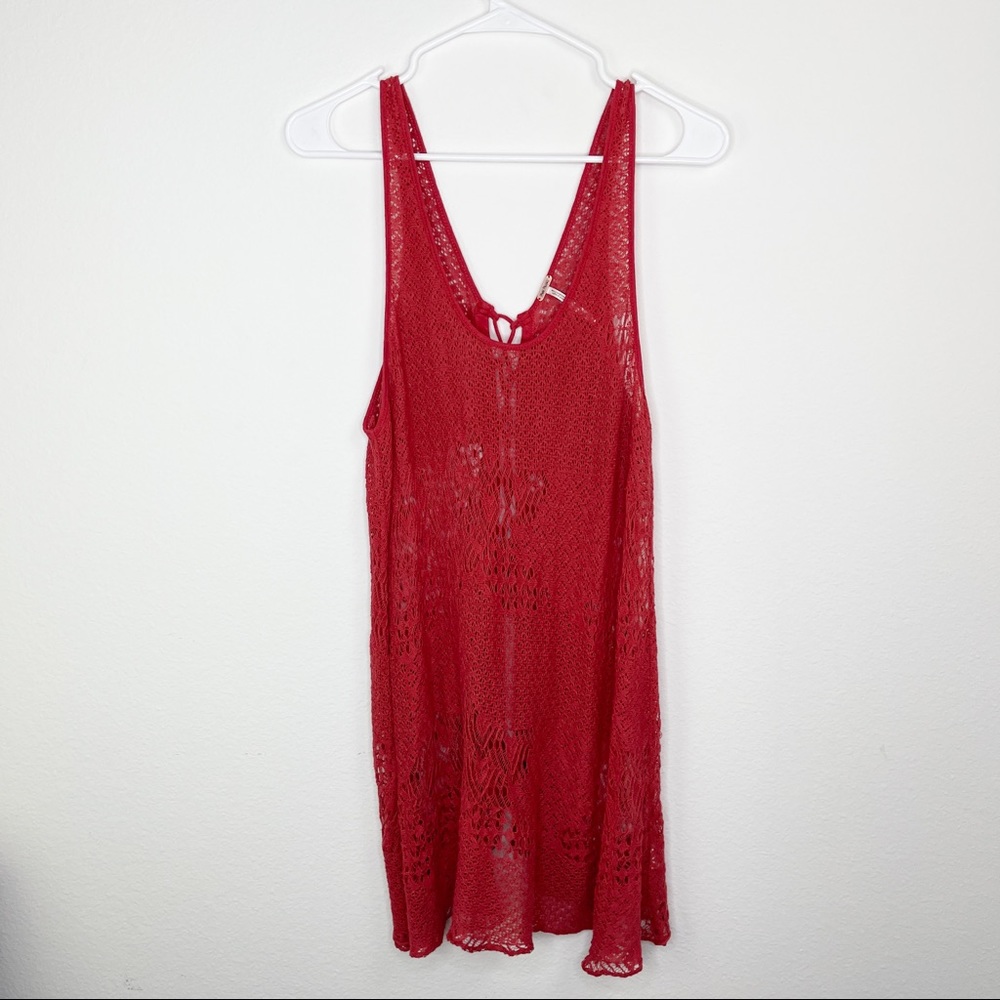 Free People Red / Rust Lace Tank Top